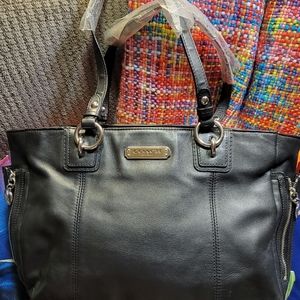 Coach Black Smooth Leather Shoulderbag W/ Silver Hardware NWOT!